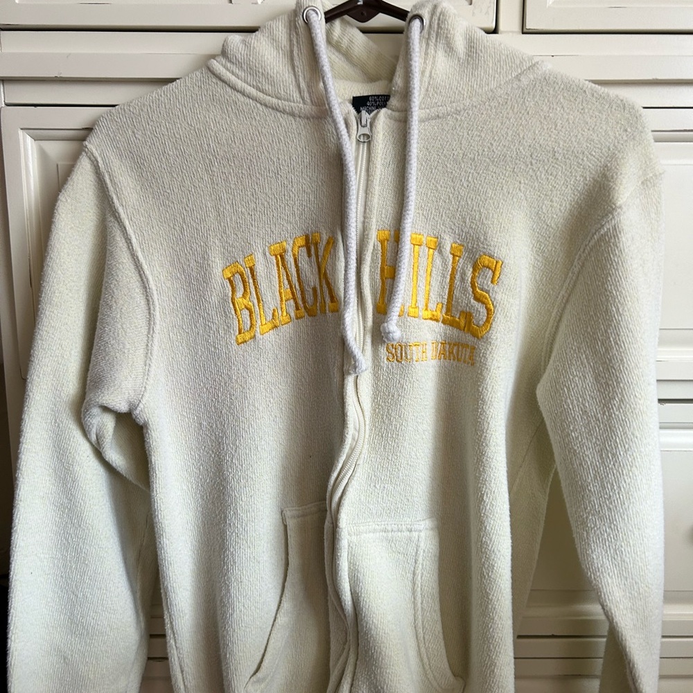 White Teddy Jacket with Yellow Embroidery